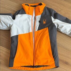 Spyder Kids' Vibrant Orange and White Puffer Jacket